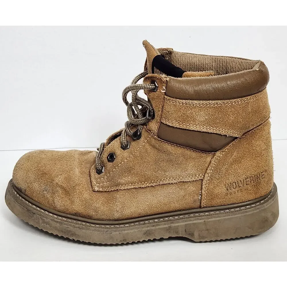 WOLVERINE Boots Mens Size 8 Brown Lace Up Leather Upper Oil Resistant Work Hike